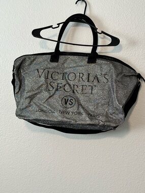 Victoria's Secret Silver Glitter Travel Duffel